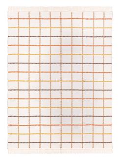 Koc bawełniano-akrylowy 150x200 ekri beżowy krata