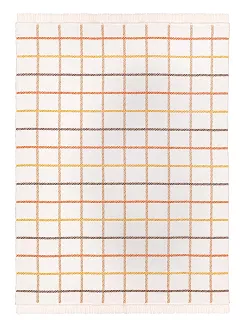 Koc bawełniano-akrylowy 150x200 ekri beżowy krata
