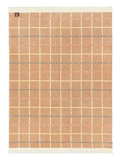 Koc bawełniano-akrylowy 150x200 ekri beżowy krata