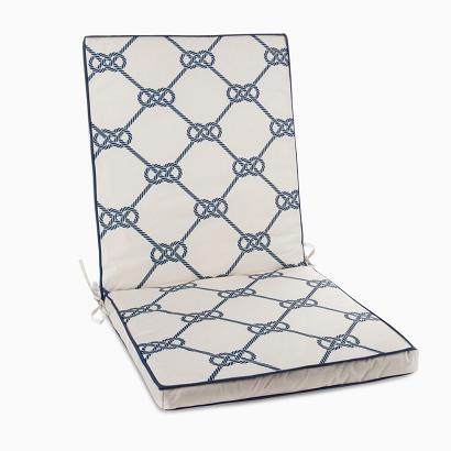 Poduszka na krzesło wodoodporna GARDEN 42x92x4 Eurofirany biała wzór marynistyczny