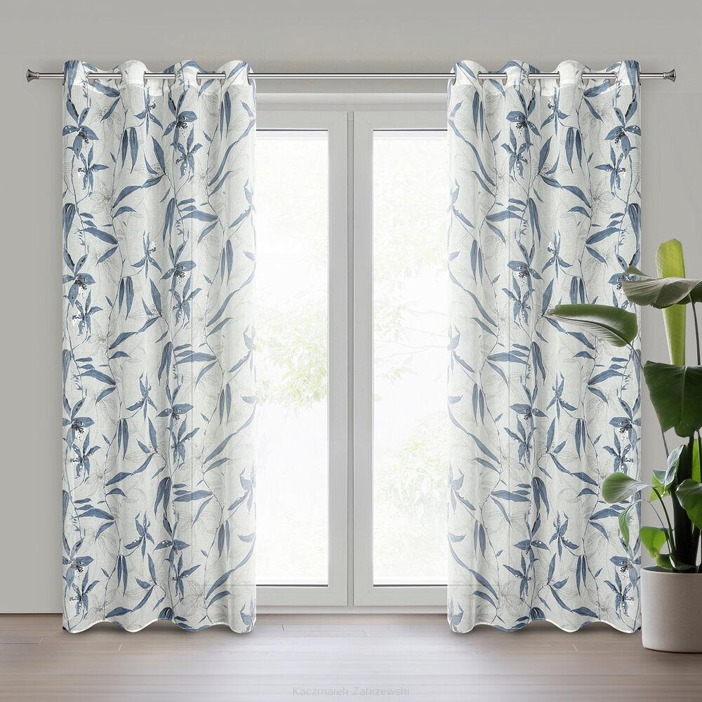 Zasłona gotowa na przelotkach PATI 140x250 Eurofirany niebieski