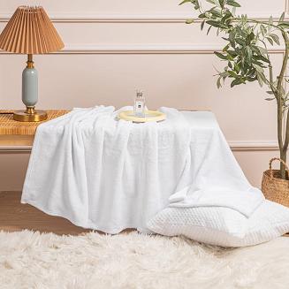 Koc narzuta z mikrofibry WILLY 200x220 biały