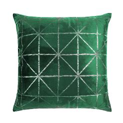 Poszewka dekoracyjna GLOSSY 45x45 welurowa butelkowa zieleń geometria