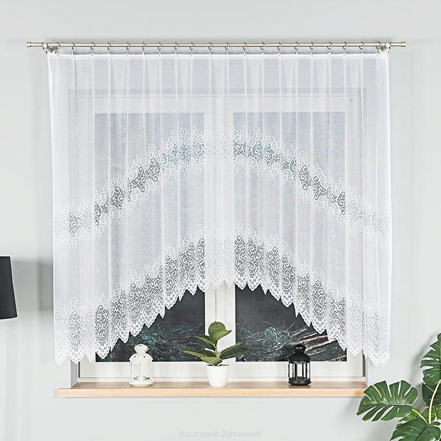 Firanka żakardowa gotowa na żabki VIOLETTA 250x150 biała