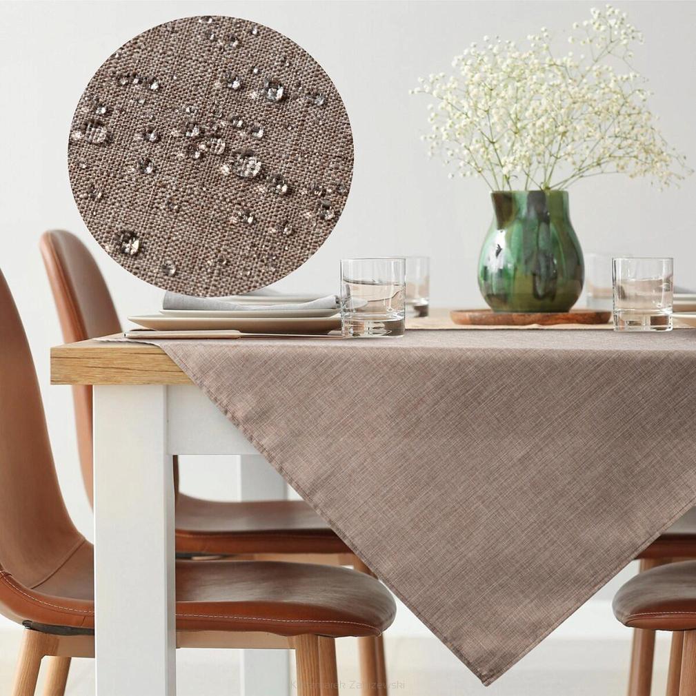 Obrus dekoracyjny wodoodporny KATE 85x85 Eurofirany beżowy strukturalna faktura
