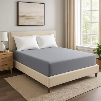 Prześcieradło satyna bawełniana z gumką 90x200 SIN szare