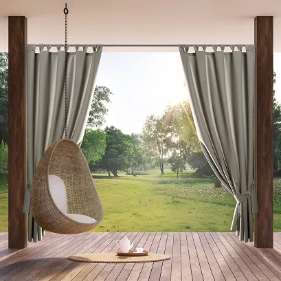 Zasłona gotowa na szelkach wodoodporna GARDEN 155x220 ogrodowa cappuccino