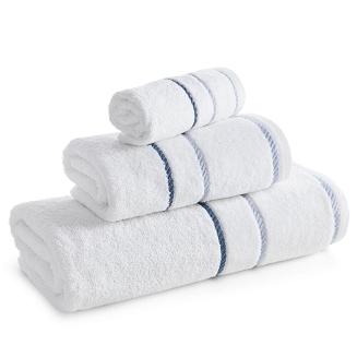 Ręcznik bawełniany z welurową bordiurą w ozdobne paseczki NEL 30x50 Eurofirany biały