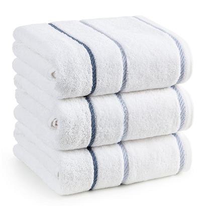 Ręcznik bawełniany z welurową bordiurą w ozdobne paseczki NEL 30x50 Eurofirany biały