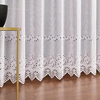 Firanka żakardowa gotowa na szelkach JAGODA 400x250 biała