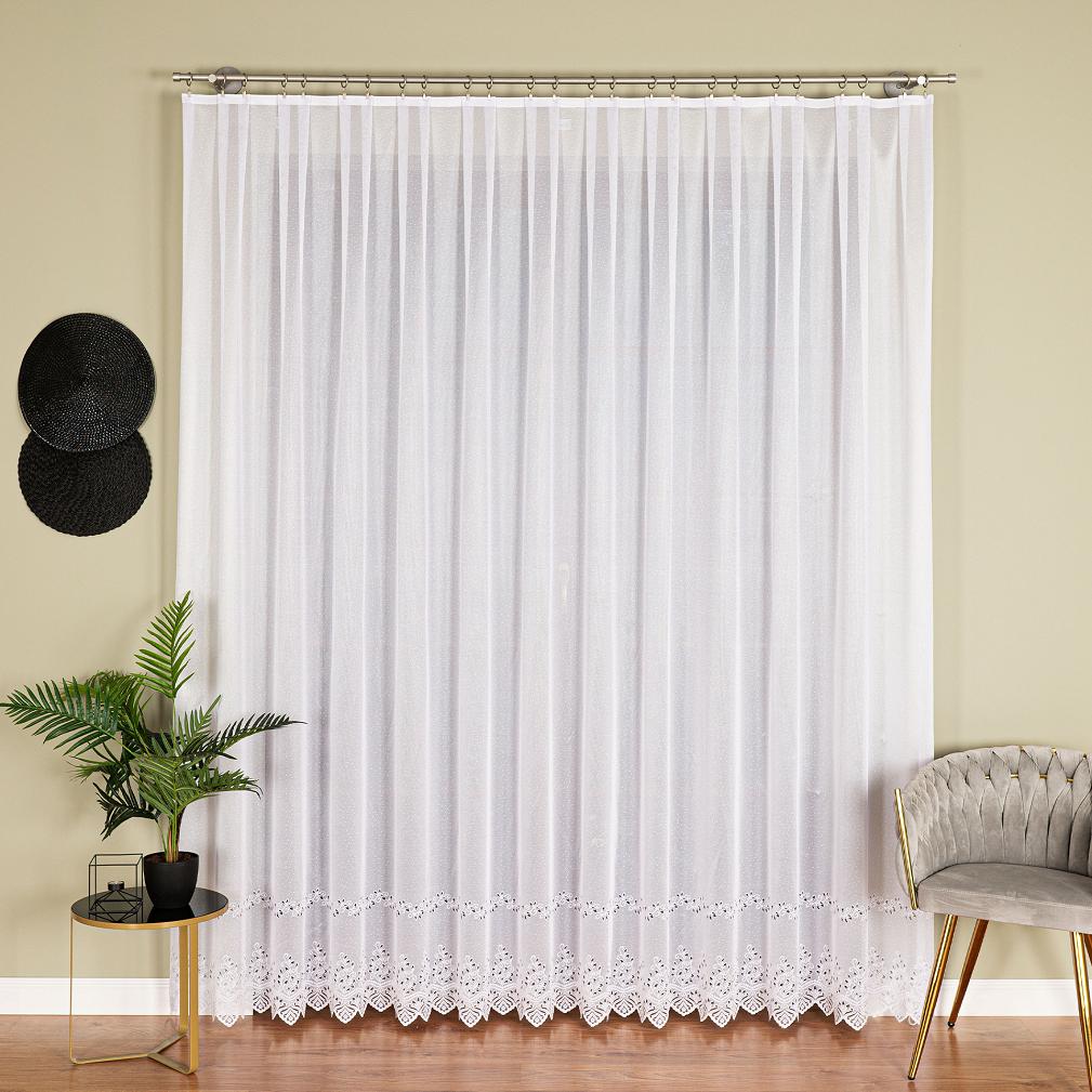 Firanka żakardowa gotowa na szelkach JAGODA 400x250 biała