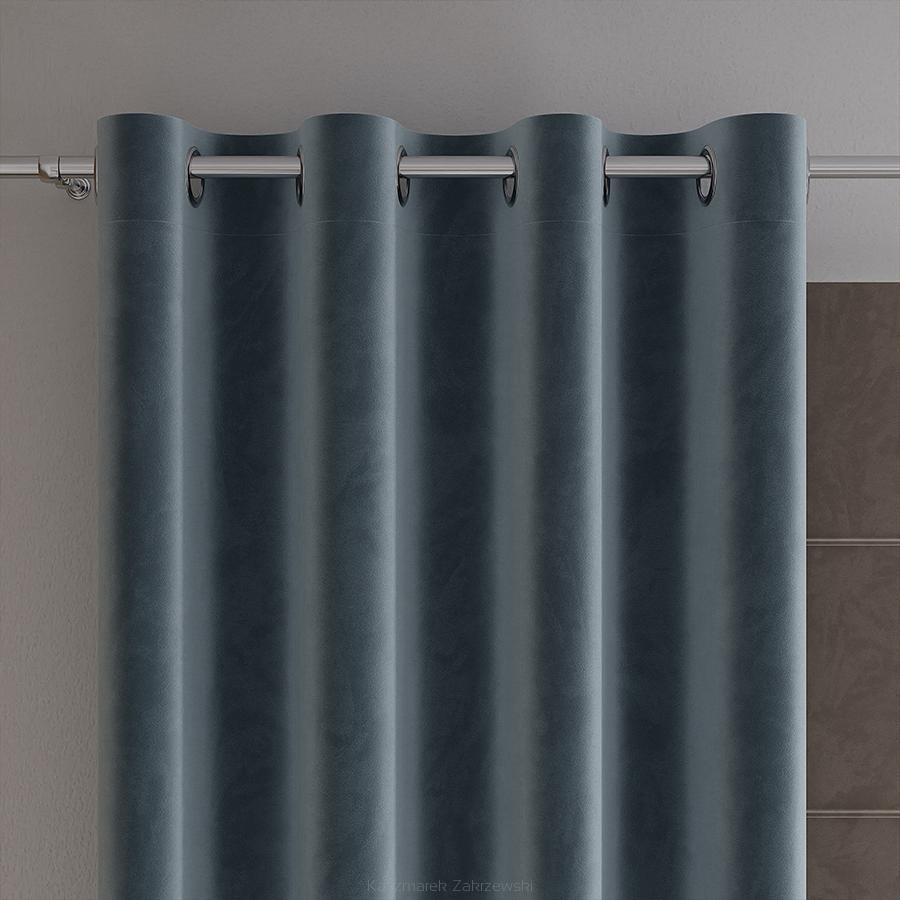 Zasłona gotowa na przelotkach VELVI 140x250 niebieska