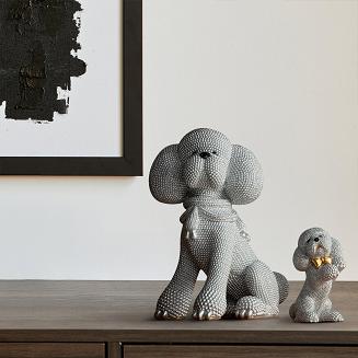 Figurka dekoracyjna ELDO 10x7x15 Eurofirany srebrny proszący piesek młody pudel