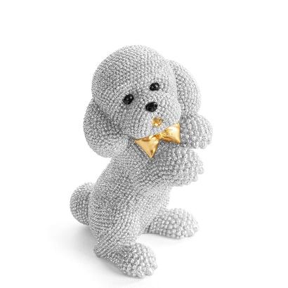 Figurka dekoracyjna ELDO 10x7x15 Eurofirany srebrny proszący piesek młody pudel