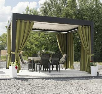 Zasłona gotowa na przelotkach GARDENIA 140x200 wodoodporna ogrodowa ciemny szarozielony