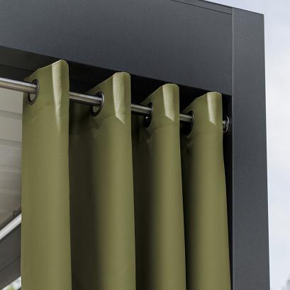 Zasłona gotowa na przelotkach GARDENIA 140x200 wodoodporna ogrodowa ciemny szarozielony