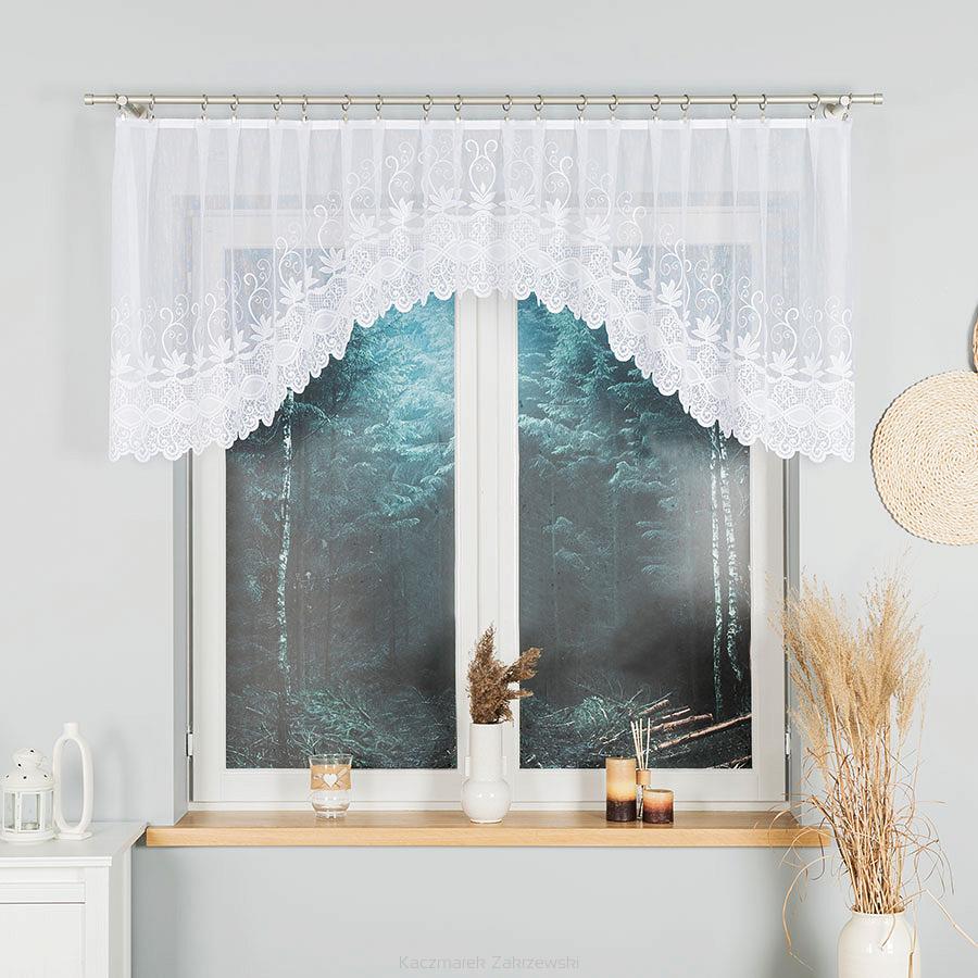 Firanka żakardowa gotowa na żabki JOWITA 300x80 biała