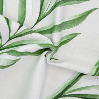 Pościel satyna bawełniana SATYNLOVE 140x200 biała zielona duże egzotyczne liście