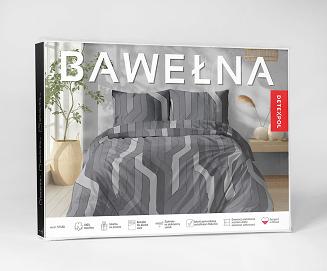 Pościel bawełniana 160x200 Detexpol grafitowa szara podłużna geometria