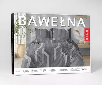 Pościel bawełniana 160x200 Detexpol grafitowa szara podłużna geometria