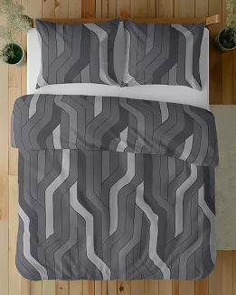 Pościel bawełniana 160x200 Detexpol grafitowa szara podłużna geometria