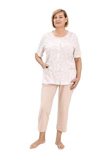 Piżama damska REGINA kod 738 beżowa rozpinana z kieszeniami