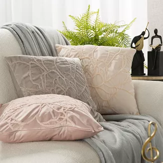 Poszewka dekoracyjna SANDI 45x45 Eurofirany srebrna naszywany wzór kwiatu