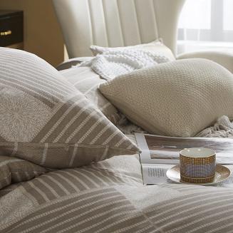 Brązowa Pościel Geometryczna Satyna Bawełniana 140x200 XDF 044