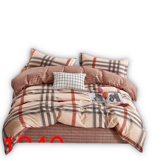 Komplet pościeli dwustronnej 200x220 + 2szt. 70x80 ruda i szara krata