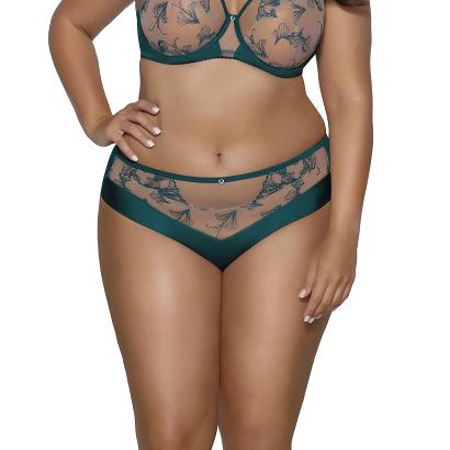 Figi damskie z haftem i tiulową wstawką AV 2088 emeraldowe