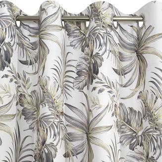 Zasłona gotowa na przelotkach SOPHIE 135x250 Eurofirany biała + brązowa