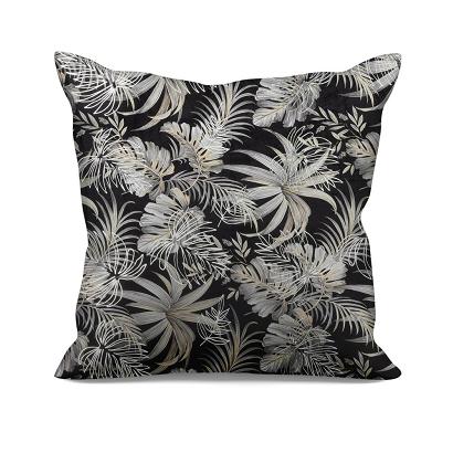 Poszewka dekoracyjna RODOS 40x40 Eurofirany czarna w roślinny motyw