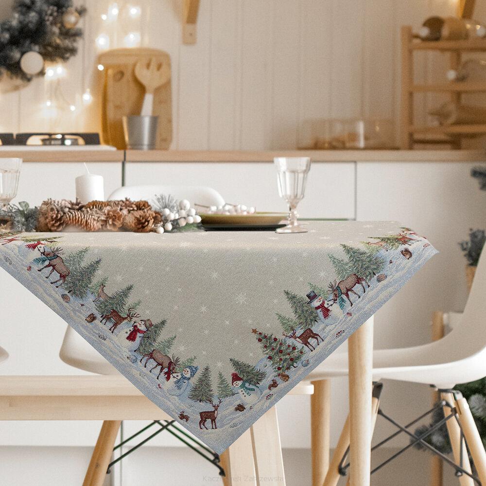 Obrus świąteczny gobelinowy 140x180 Eurofirany naturalny