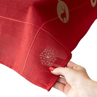 Bieżnik świąteczny z haftem BŁYSZCZĄCY RENIFER 35x175 czerwony renifery bombki