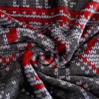 Pościel polarowa XmasCozy 140x200 welur świąteczna grafitowa czerwona skandynawski wzór renifery