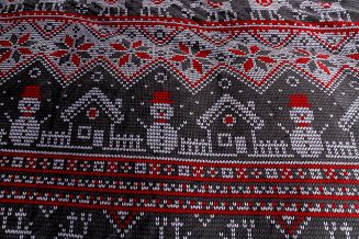 Pościel polarowa XmasCozy 140x200 welur świąteczna grafitowa czerwona skandynawski wzór renifery