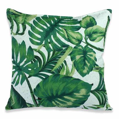 Poszewka dekoracyjna PALMS 45x45 pikowana biała zielona w liście