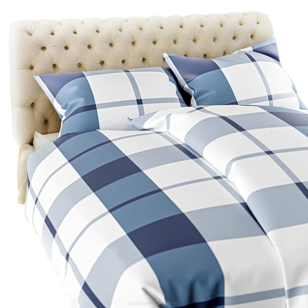 Pościel flanelowa KRATA 200x220 niebieski biała krata