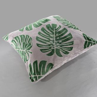 Pościel polarowa z prześcieradłem tłoczona 200x220 welur szara zielona liście monstery