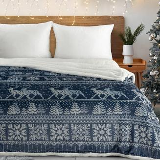 Koc świąteczny KOC22 150x200 Eurofirany niebieski