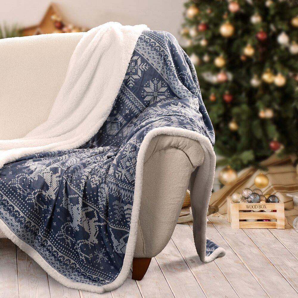 Koc świąteczny KOC22 150x200 Eurofirany niebieski