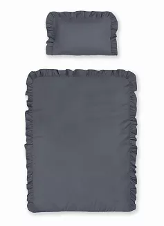 POŚCIEL BAWEŁNIANA GRAFITOWA Z FALBANĄ /100X135/ mayamoo