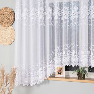 Firanka żakardowa gotowa na żabki JOWITA 520x180 biała