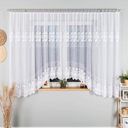 Firanka żakardowa gotowa na żabki JOWITA 520x180 biała