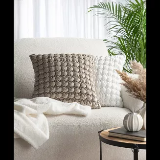 Poszewka dekoracyjna VELVET 45x45 Eurofirany beżowa bąbelki 3D