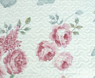 Poszewka dekoracyjna CALMIA 45x45 pikowana biała w różowe róże