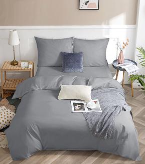 Pościel satyna bawełniana 160x200 SIN jednobarwna grafitowa