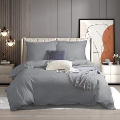 Pościel satyna bawełniana 160x200 SIN jednobarwna grafitowa