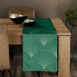Obrus dekoracyjny BLINK 35x140 Eurofirany ciemnozielony