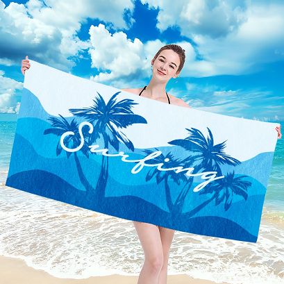 Ręcznik plażowy 100x180 biały niebieski surfing
